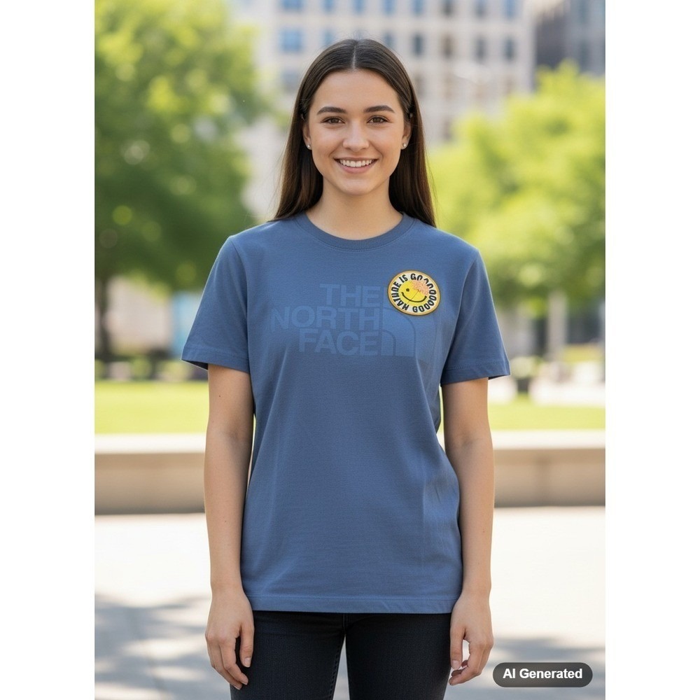 The North Face Womens‎ T Shirt Nature is Good Graphic Top Blue S